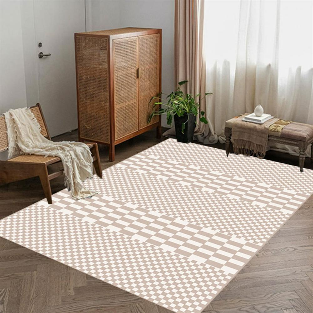 Modern Orange Striped Geometric Carpet Living Room Decor Sofa Rug Bedside Soft Area Rug Balcony Coffee Table Floor Mat Doormat