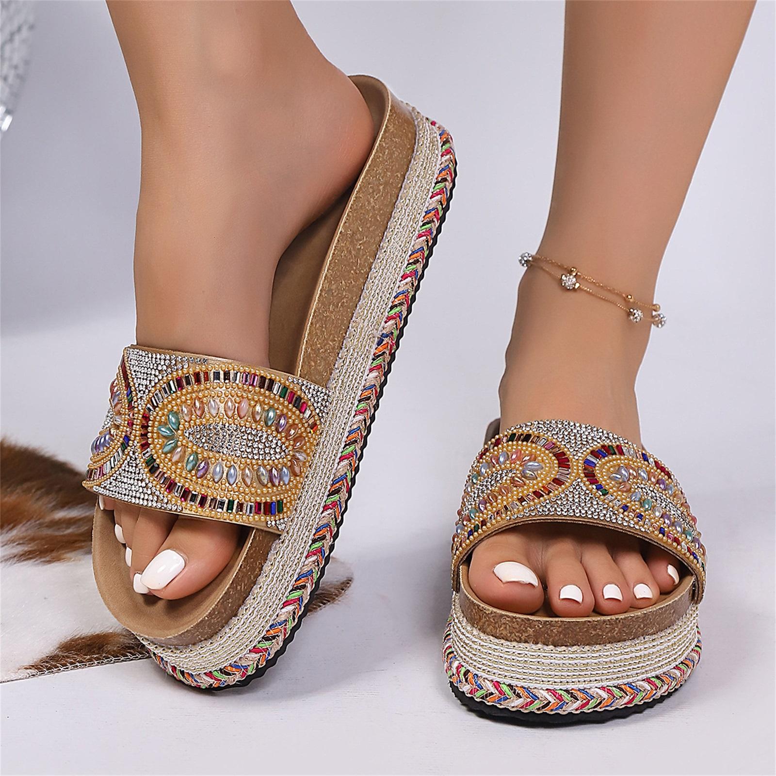 Women s Fashionable And Comfortable Plus-Size Rhinestone Sandals 38
