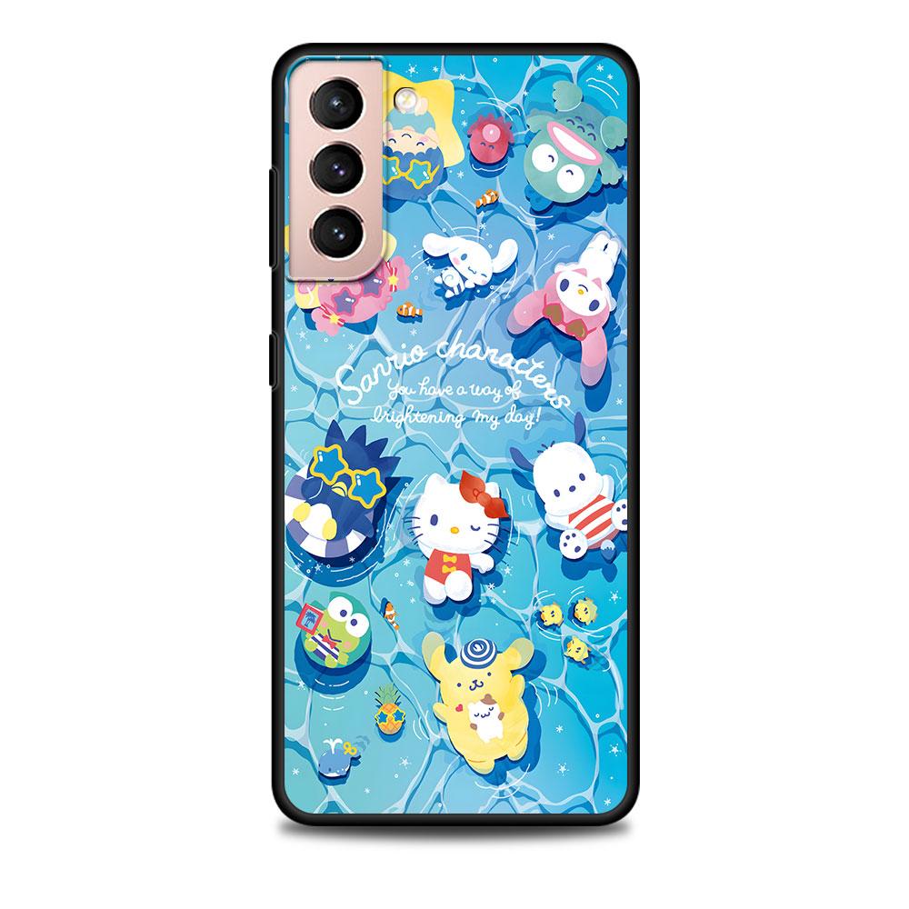 Hello Kitty Kawaii KT Cat Case for Samsung Galaxy S23 S10e S10 S21 FE S22 S9 S24 Ultra S20 Plus Soft Black TPU Phone Cover