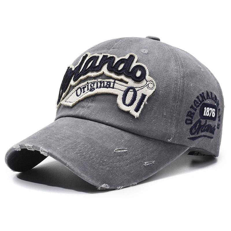 Retro Distressed Baseball Cap American Style Fashionable Embroidered English Letters With Ripped Visor New Cap
