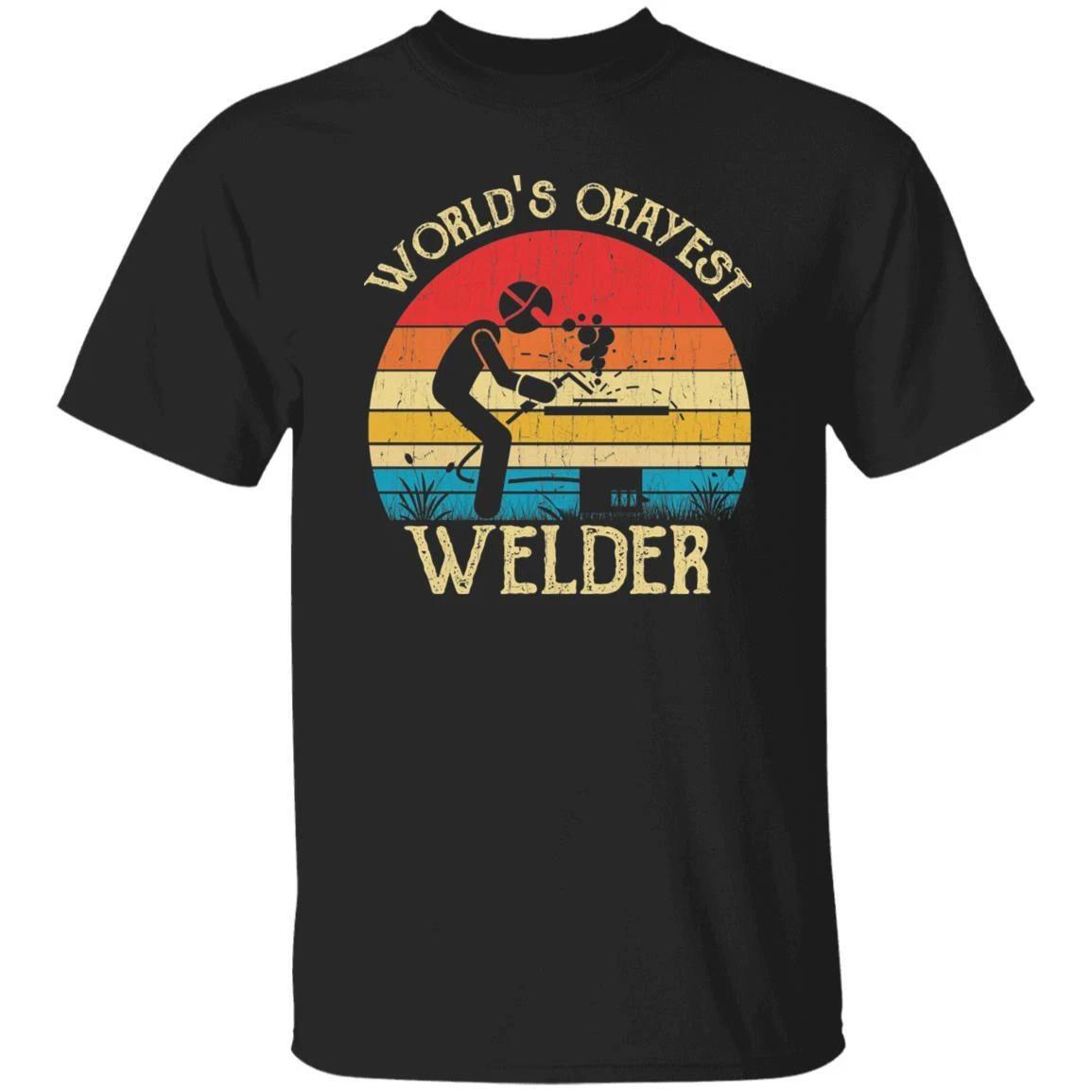Welder Unisex Shirt World s Okayest Welder retro tee Black Dark Heather S