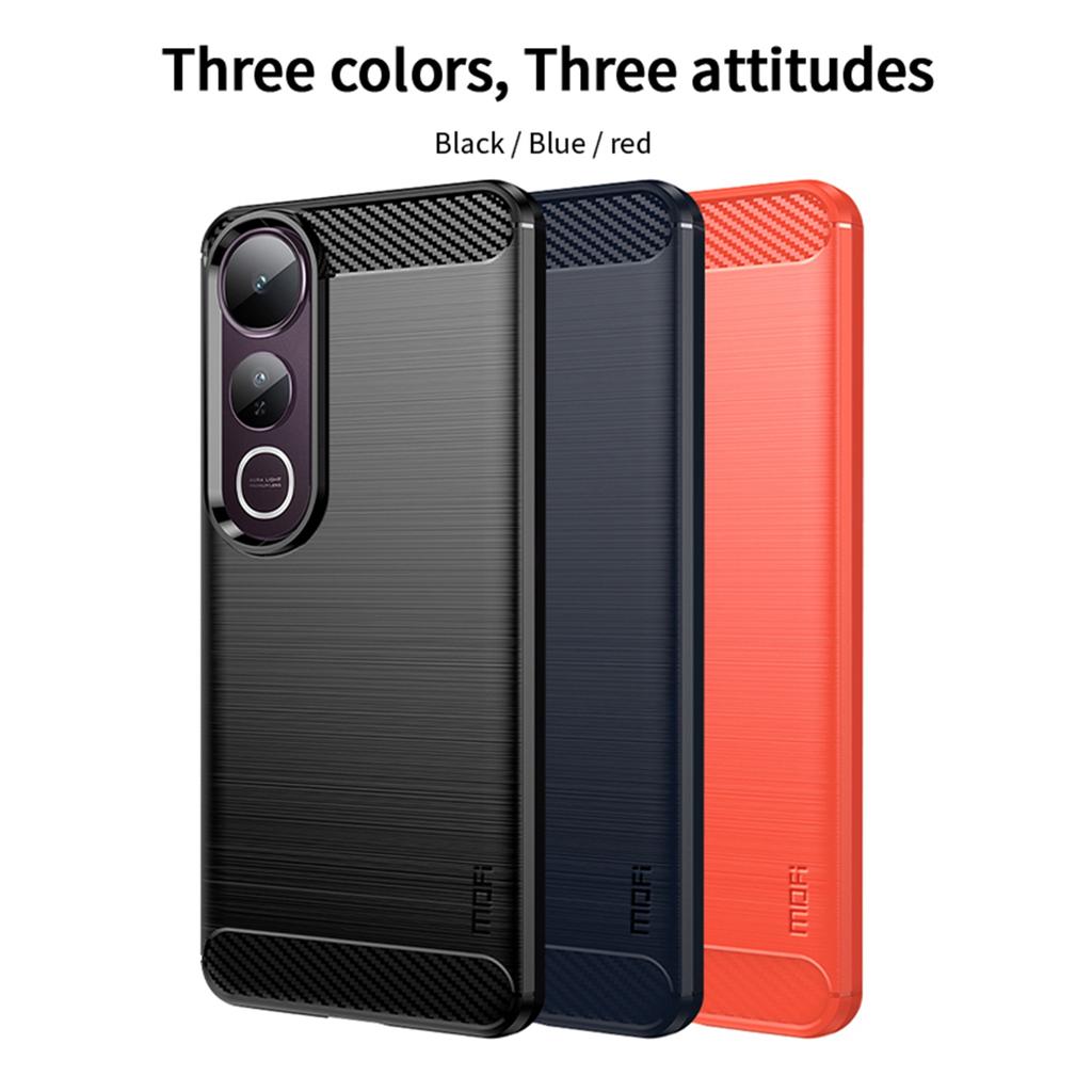 For Vivo V50 Lite 5G Back Cover MOFI Brushed Texture Carbon Fiber Soft TPU Case