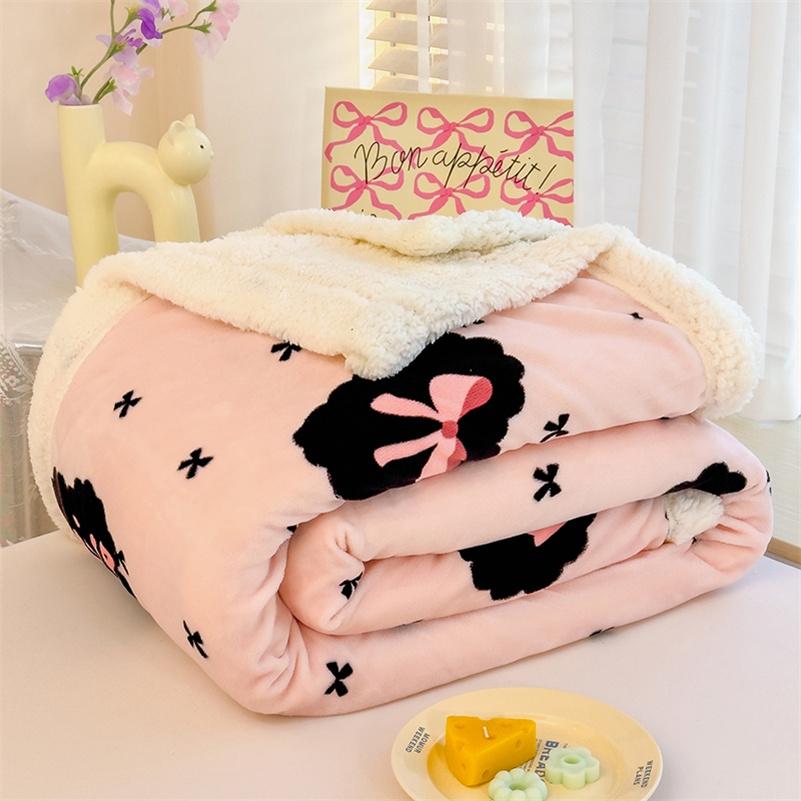 Thicken Warm Cartoon Blanket Comfortable and Skin-friendly Throw Blankets Velvet Bed Cover Cute Bedspreads for Bed Sofa Couch