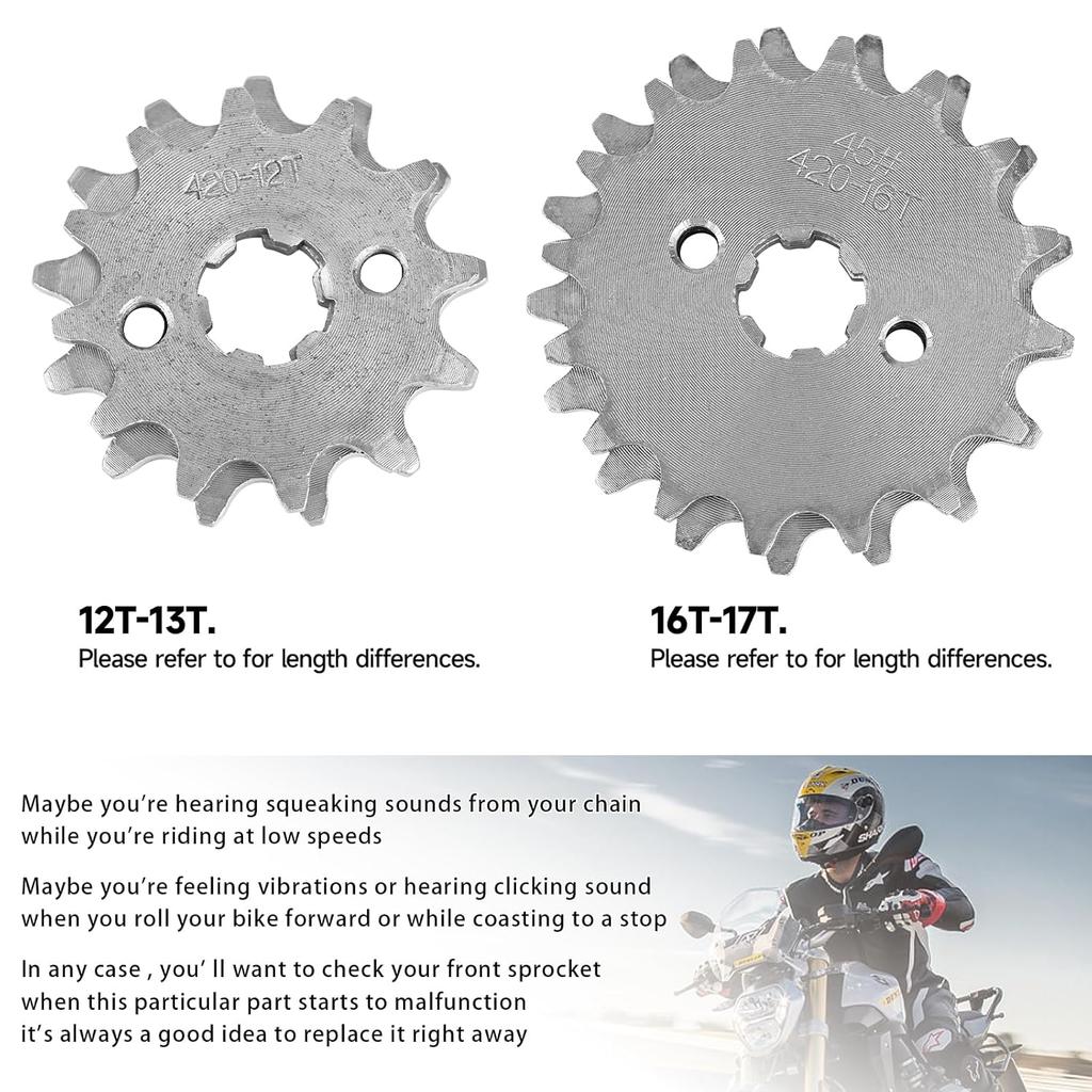 420 Chain Sprocket 13T Front Sprocket 17Mm Compatible With 50Cc 70Cc 90Cc 110Cc 125Cc 140Cc15Cc 160Cc Lifan Loncin Dirt Bike, ATVs, Go Kart Sprocket