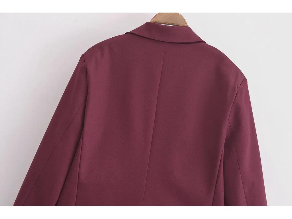 Women's Double-Breasted Blazer & High-Waist Pants Set