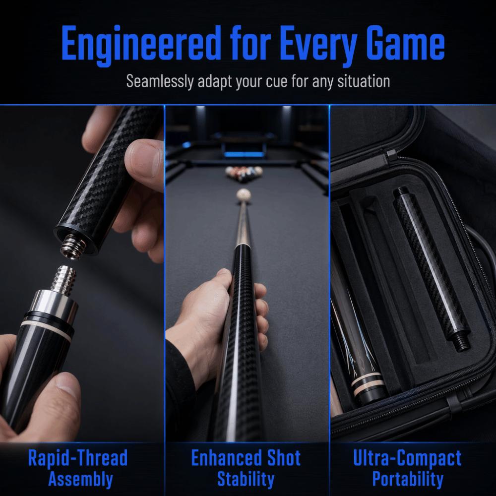 Black Billiard Cue Extender Carbon Fiber Cue Extension Black Billiard Billiard Games