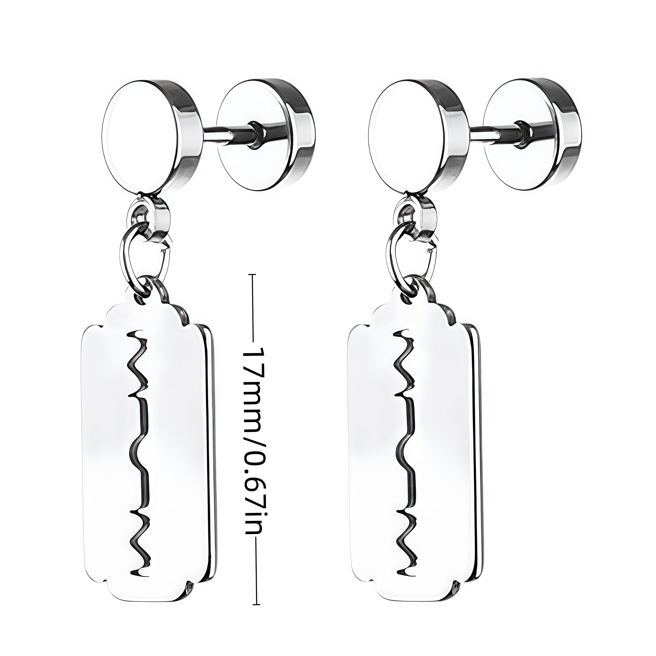 

1Pair Sword Cross Feather Lightning Stainless Steel Round Piercing Hoop Woman Earing for Female Jewelry Accessories Trend New In