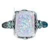 New Square White Opal Ancient Silver Ring European and American Bride Ladies Wedding Hand Jewelry