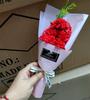 Teacher's Day 5-Flower Bouquet - Red Carnation & Soap Roses, Valentine & Qixi Gift