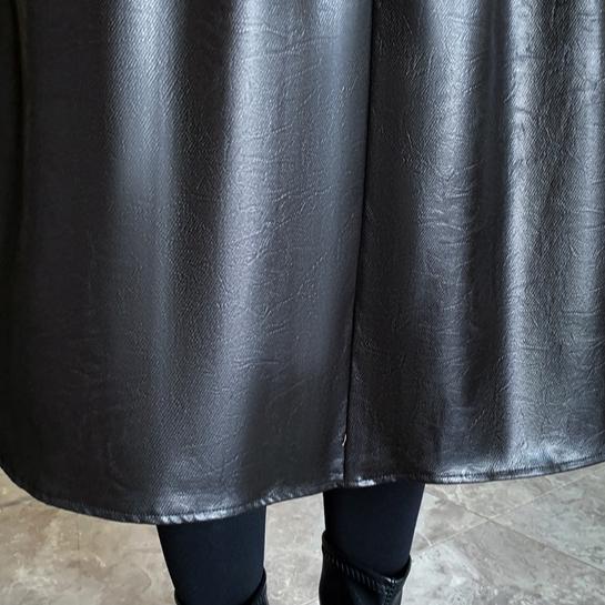 DIMANAF 2025 New Autumn Plus Size Long Women PU Skirts Elastic Waist Oversize Lady Elegant High Waist Skirts Solid