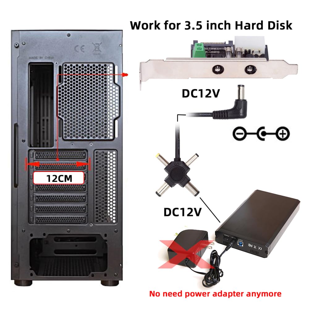 Cablecc 12V 5V DC Output Power Intelligent Control Management System Power Card with Bracket for Monitor Router System, PCI-E