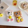 3D Rilakkuma Bear Hugging Duck Silicone Phone Case Soft Shockproof Cute Cartoon Cover for iPhone 17ProMax 17 16 15 14 13 Pro Max
