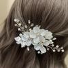 Pearl Rhinestone Flower Wedding Hair Clip Hair Accessories For Women Beaded Hairpin Hair Ornaments Jewelry Bridal Headpiece