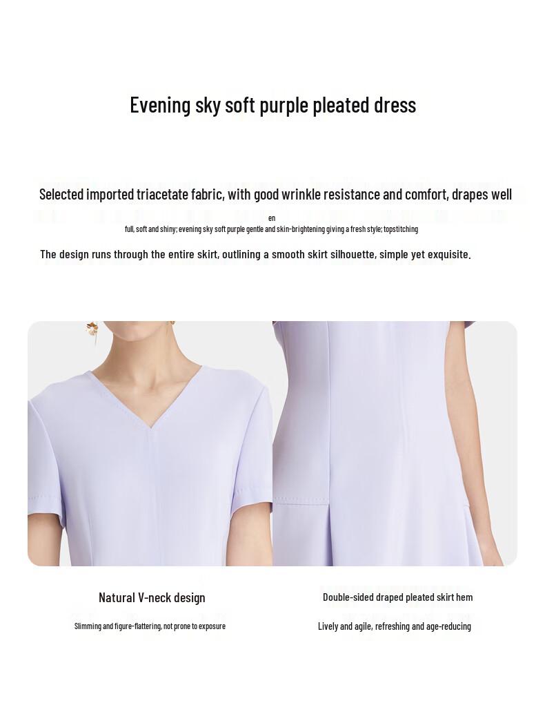 PORTS Women's Elegant Twilight Purple Pleated Midi Dress