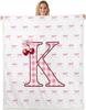 Erosebridal Initial P Letter Bowknot Fleece Blanket Throw Pink Bow Tie Cherry Sherpa Blanket Princess Coquette Decor Fuzzy