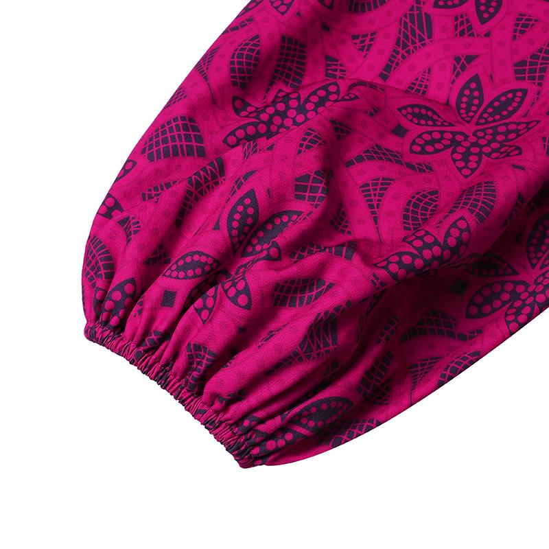 Women Plus Size Round Neck Long Sleeve Printed Loose Long Dresses