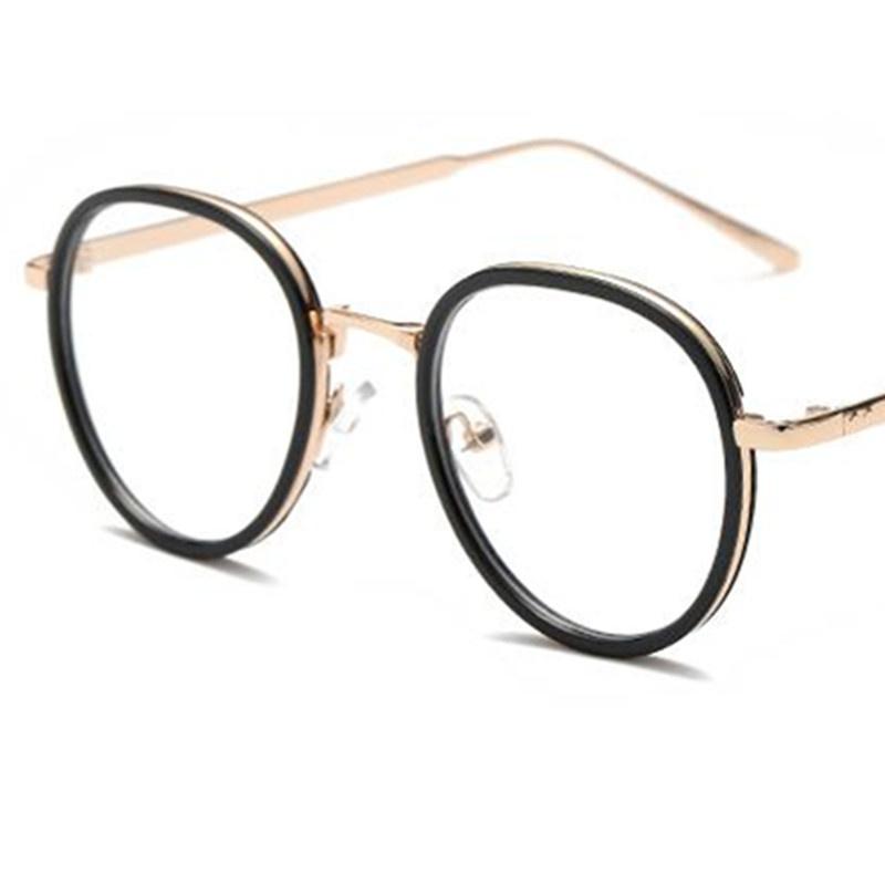 Fashion Optical Glasses Unisex Retro Round Frame Eyeglasses Alloy Temples Spectacles Simplity Clear Lens Eyewear