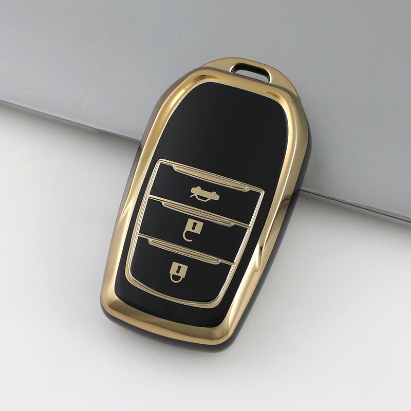 Schlüsseletui mit Goldrand für Toyota 18. Generation. Highlander/Crown/Levin - 5-Tasten-Schale