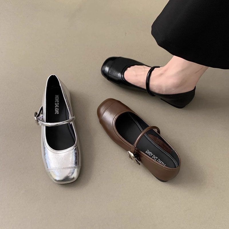 Mary Jane Shoes Shallow Buckle Single Shoes Women's 2025 Spring and Autumn New Korean Version Square Head Flat Bottom Soft Sole Comfortable Doudou Sh