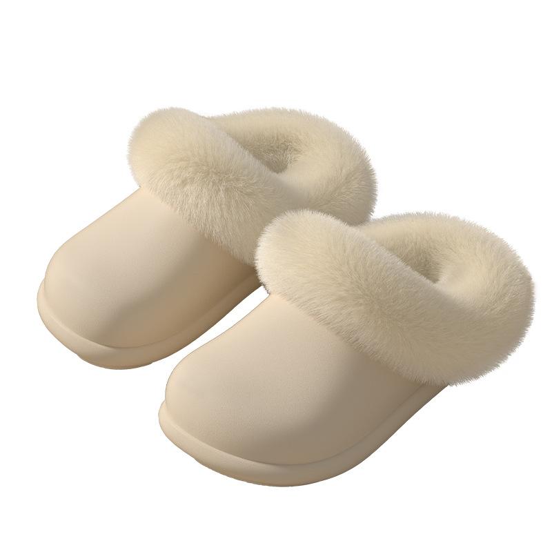 Waterproof cotton slippers autumn and winter 2025 new home warm comfortable thick bottom non-slip plush removable slippers