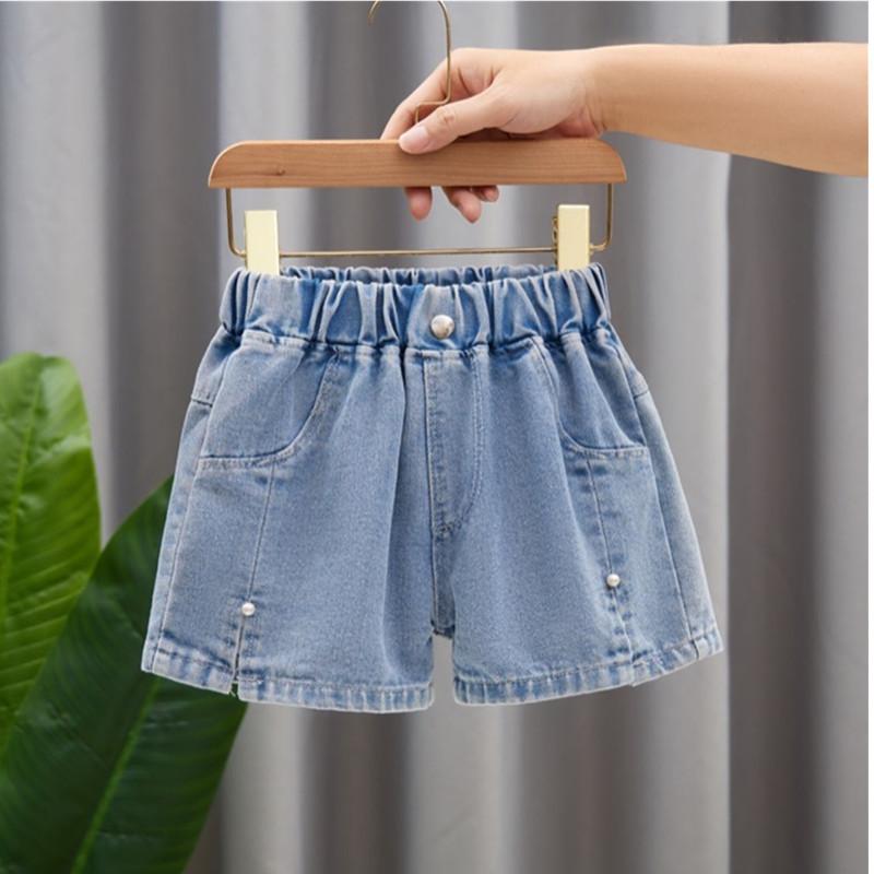Shorts Vaqueros de Verano para Niñas con Forma de Línea A Moda Coreana Pantalones Vaqueros para Niños Shorts Vaqueros para Niñas Jóvenes de 3-12 Años