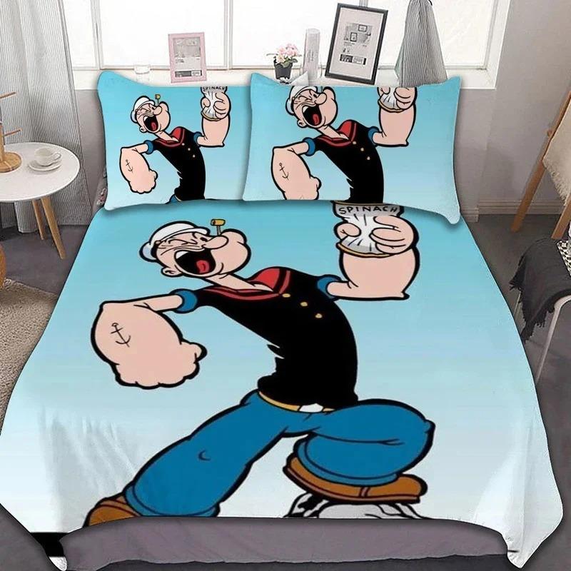 Exquisite 3D the Sailor Wallpaper Cartoon P-Popeyes Digital Printing Bedding Set Duvet Cover Comforter Bed Boys Girls Gift