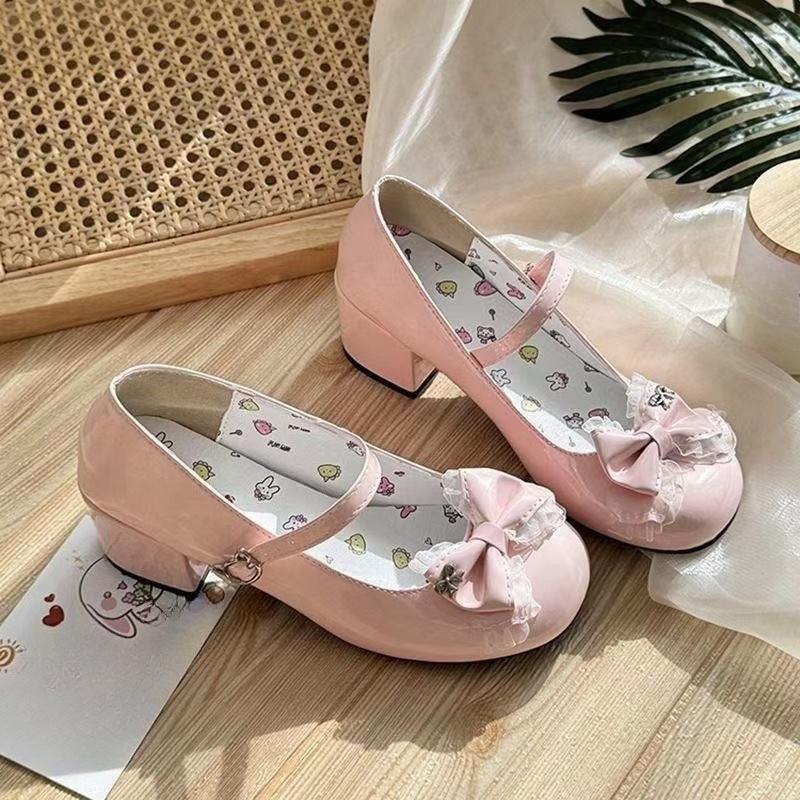 Fashion 2025 New Sweet Lolita Shoes Women Platform Summer Heels Round Head Cute Casual Flats Princess Leather Mary Jane Single Shoes