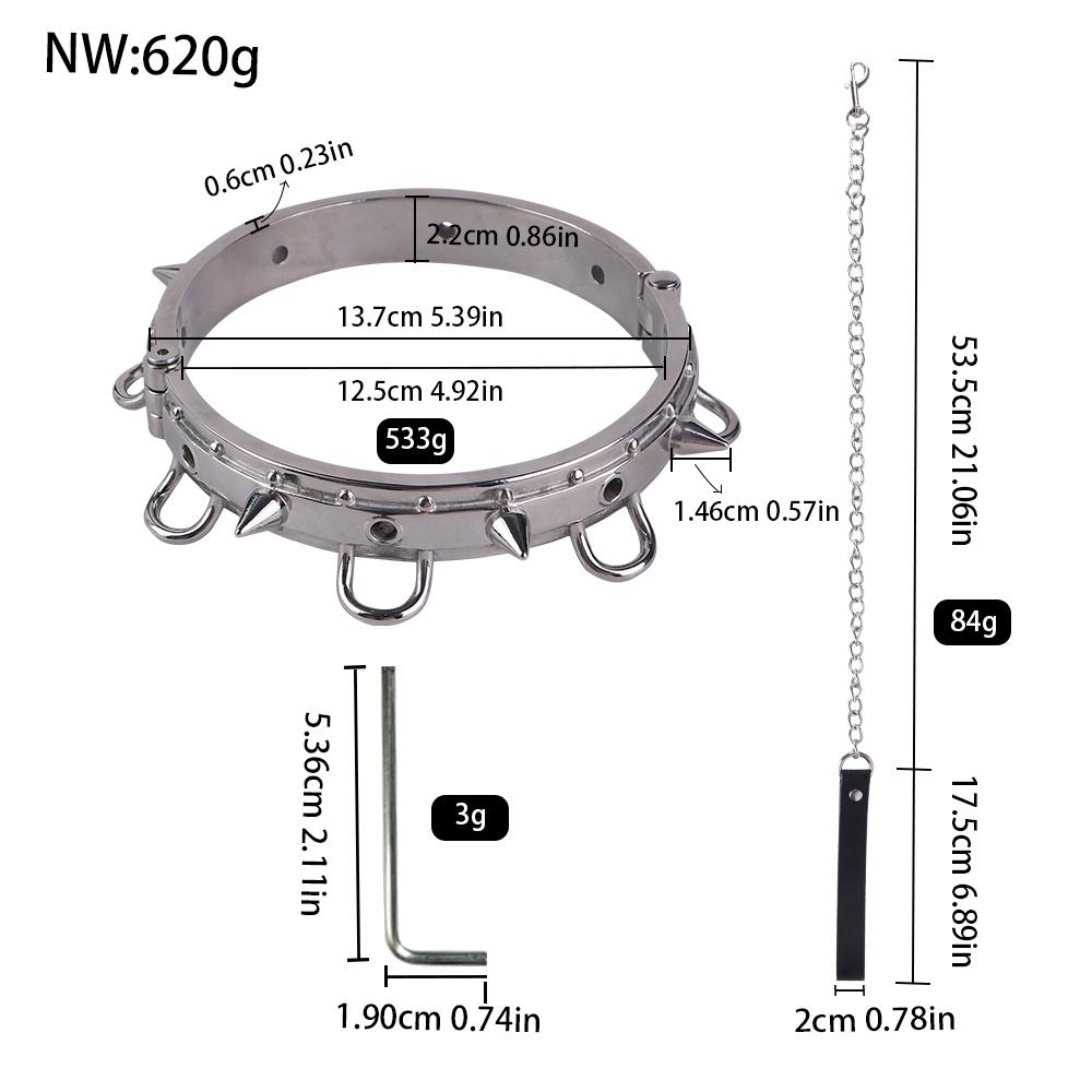 FISTSX High Quality 304 Stainless Steel Collar with Metal Chain Leash BDSM Bondage Kit Metal Collar Restraint Sex Toys