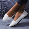 New Women's Casual Flat Knitted Hollow Out Work Shoes Pure Color Pointed Toe Breathable Slip-On Shoes Comfortable Shoes