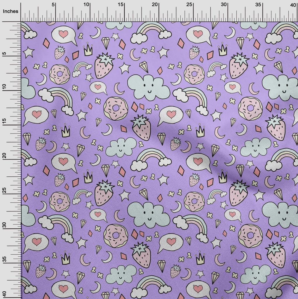 oneOone Cotton Poplin Amethyst Fabric Kawai Diy Clothing Quilting Fabric Print Fabric By Yard 42 Inch