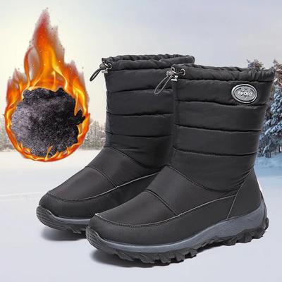 Botas de Nieve Nuevas para Mujer Botas de Plataforma Antideslizantes Zapatos de Invierno Cálidas Botas al Tobillo de Piel para Mujer Cuñas para Exterior Algodón Impermeable