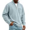 Men's Corduroy Long Sleeve Mock Neck Pullover with Front Pocket Casual Retro