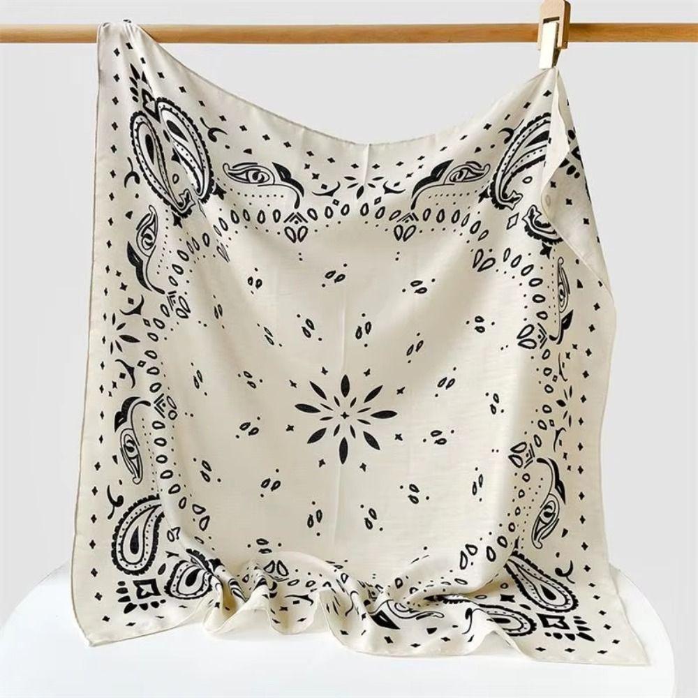 Lightweight Breathable Paisley Printed Scarf 90cm Soft Square Scarf Vintage Print Windproof Women Head Scarf Woman's Accessory