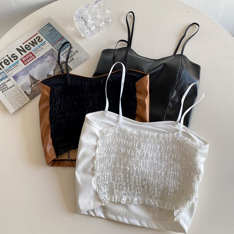 Rubitas PU-Leder Lässiges und Niedliches Hemd Camisole, Unterwäsche, Frühling, Sommer, Herbst, Winter, Oberteil, (Weiß)