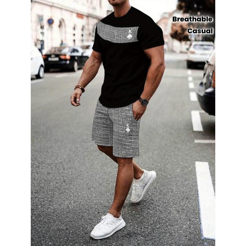 

Breathable Outdoor Men s T-Shirt and Shorts Summer 3D Printed Adult Outfit S