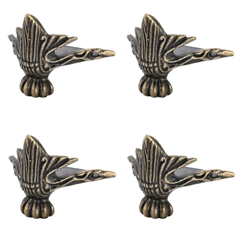 

4PCS Retro Corner Protector Jewelry Box Wooden Box Retro Carving Foot Decoration Corner Protector Furniture Hardware Bracket
