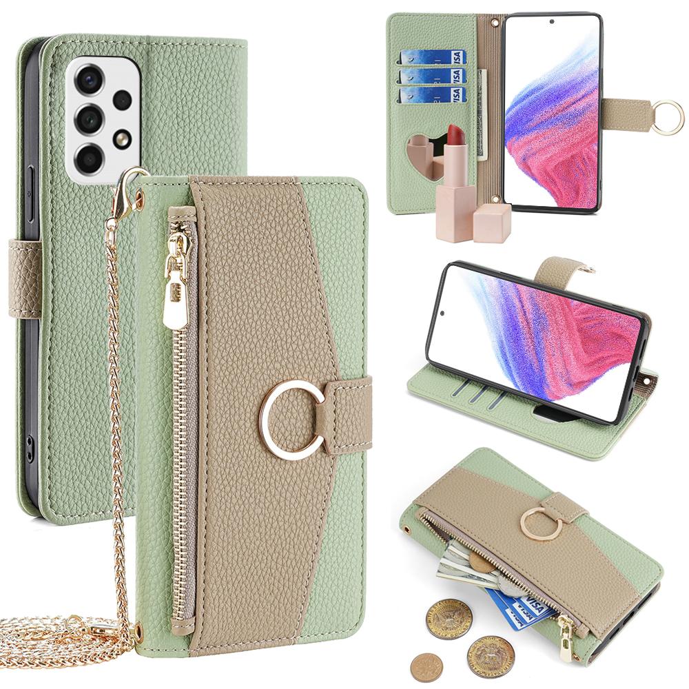 For Samsung Galaxy A53 5G Case Wallet Crossbody Phone Bag with Zipper Pocket