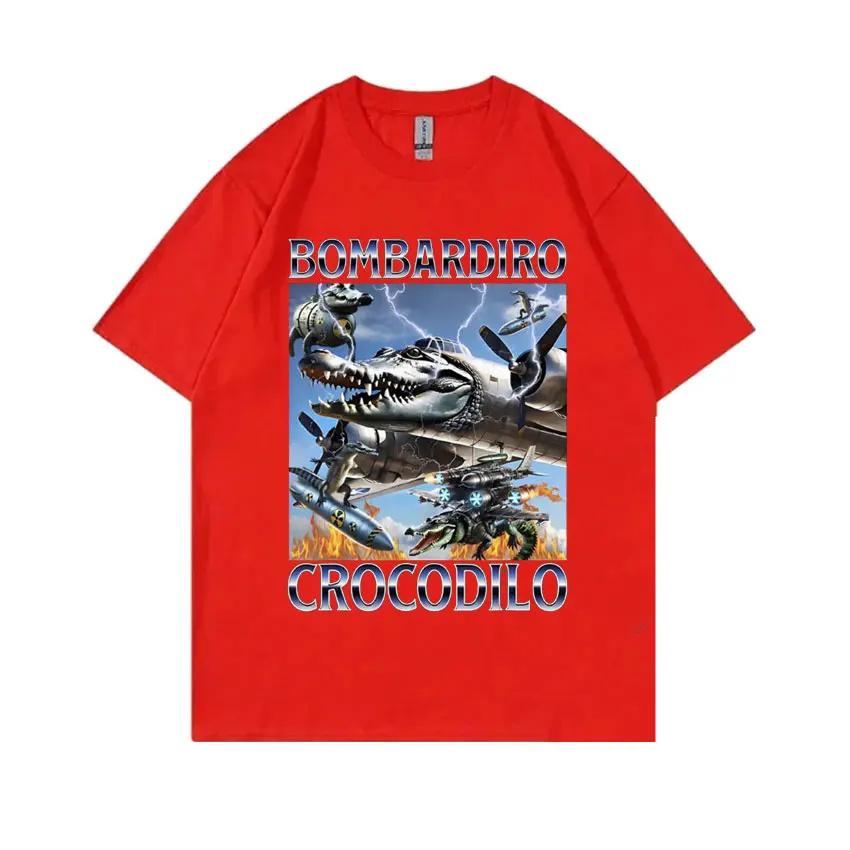 Funny Meme Italian Brainrot Bombardiro Crocodilo Crocodile Plane Bomber T-shirt Men Women Casual Cotton Vintage Humor T Shirts