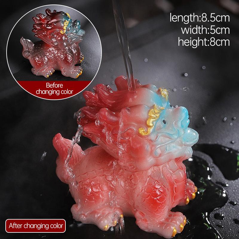 1Pc Chinese Resin Discolored Tea Pet Lucky Cute Golden Toad Ornaments Desktop Handmade Crafts Home Tea Set Decoration Gifts