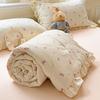 Knitted Cotton Summer Cool Quilt Ruffled Design Summer Single Twin Air-Conditioning Machine Washable Blanket
