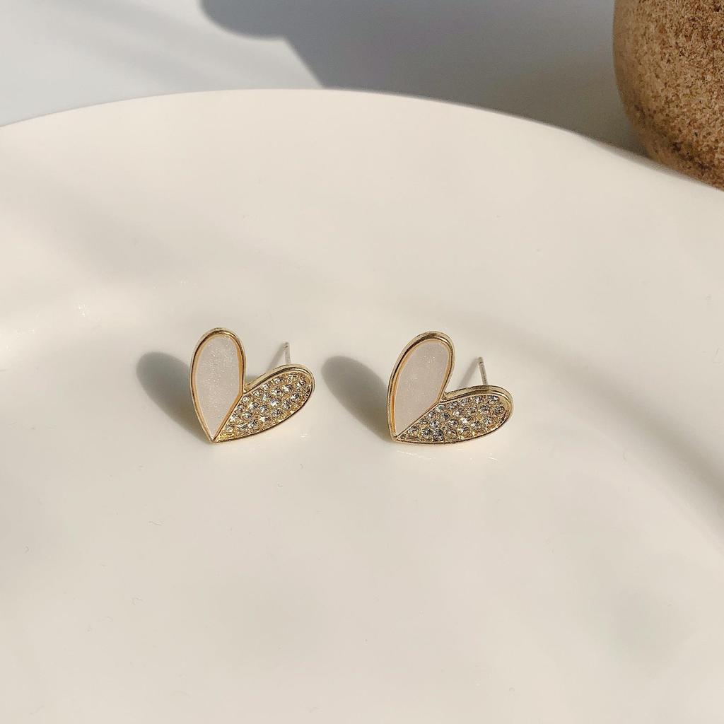 Koreanischer Modeschmuck Glänzende Strass Hohles Herz Hängeohrringe Für Frauen Mädchen Vintage Rote Kristallohrringe