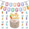 Creative Easter Party Decorations Cute Happy Easter Decor Handmade Rabbit Egg Banner  Cake Supplies