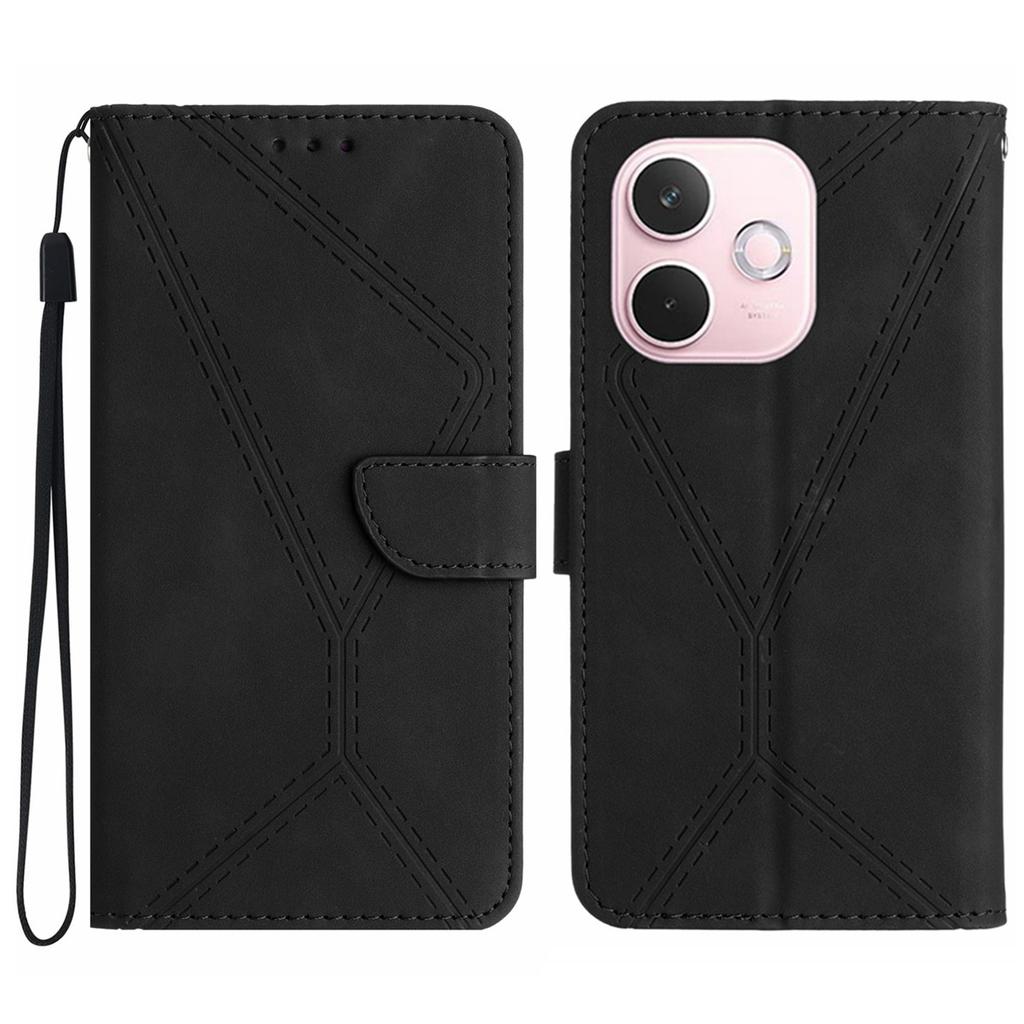 Pro Oppo A5 Pro 4G (Globální)/5G (Globální)/A5 Energy 5G (Čína) Pouzdro Skin Touch Lines Vytištěné PU Kůže Vyklápěcí Kryt na Telefon