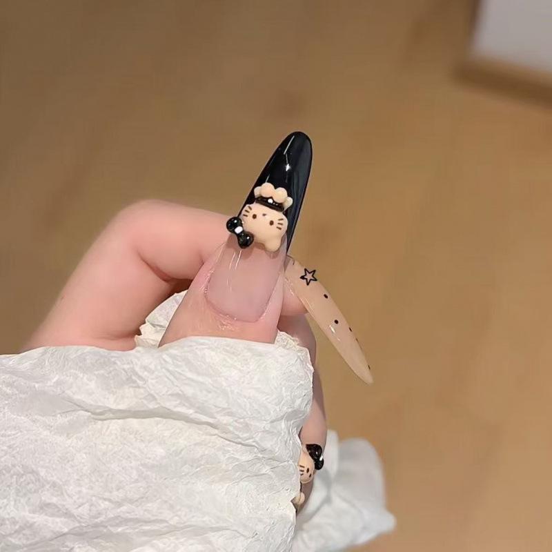 Handmade Kitty Cat Eye Polka Dot Gradient Nail Tips