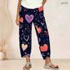 Women Plus Size Cross Hem Long Pants Retro Star Stripe Geometric Print Loose Casual Trousers
