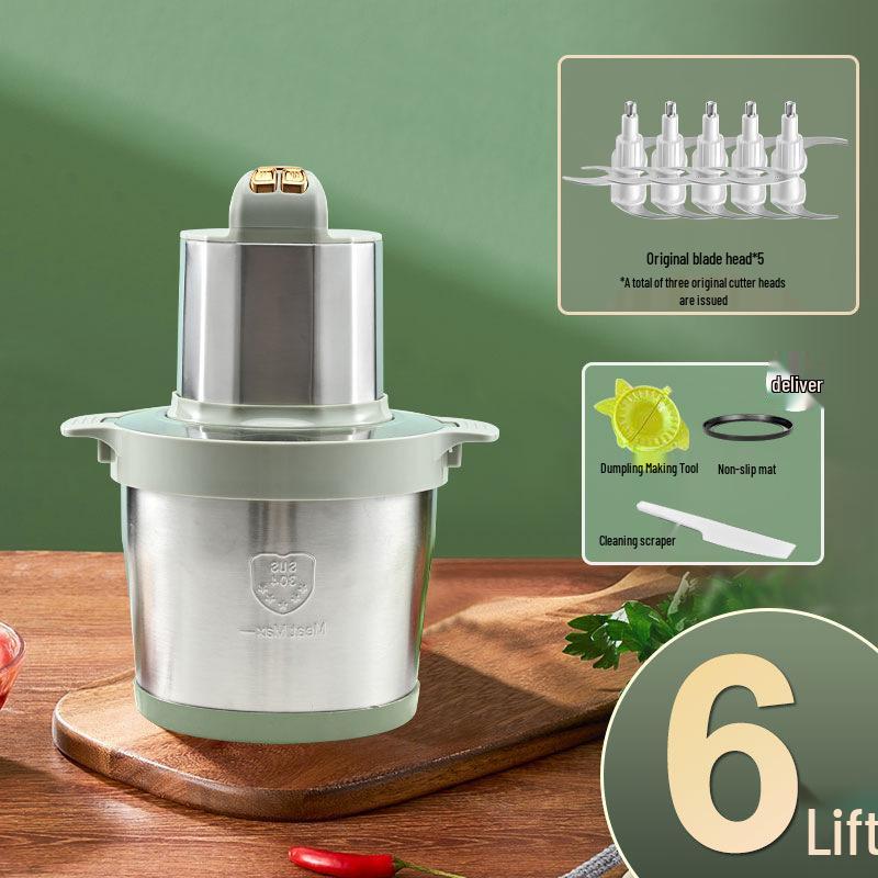 6L Stainless Steel Electric Meat Grinder & 8L Food Processor: Multifunctional for Mincing, Chopping, Baby Food, and Dough Kneading