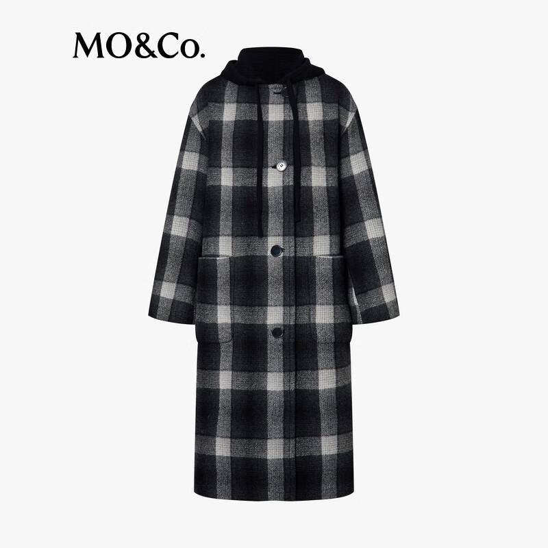 MO&Co. Women's Plaid Wool Blend Hooded Jacket