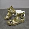 Weiche Sohle Herren Camouflage Sicherheitsstiefel Hoher Schaft Seitenreißverschluss Canvas Outdoor Angeln Dicke Sohle Rutschfest Abriebfest Stiefel