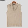 INCERUN Summer Men Sleeveless Solid Knitted Casual Fitted Tank Tops
