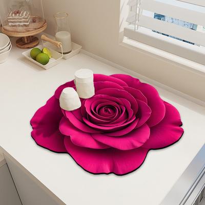3D Blume Diatomit Trockenmatte Schnell Absorbierend Küchenspülbecken Ablage für Geschirr Rutschfest Arbeitsplatten Abtropfpad Küchen Esszimmer Schutzteppich